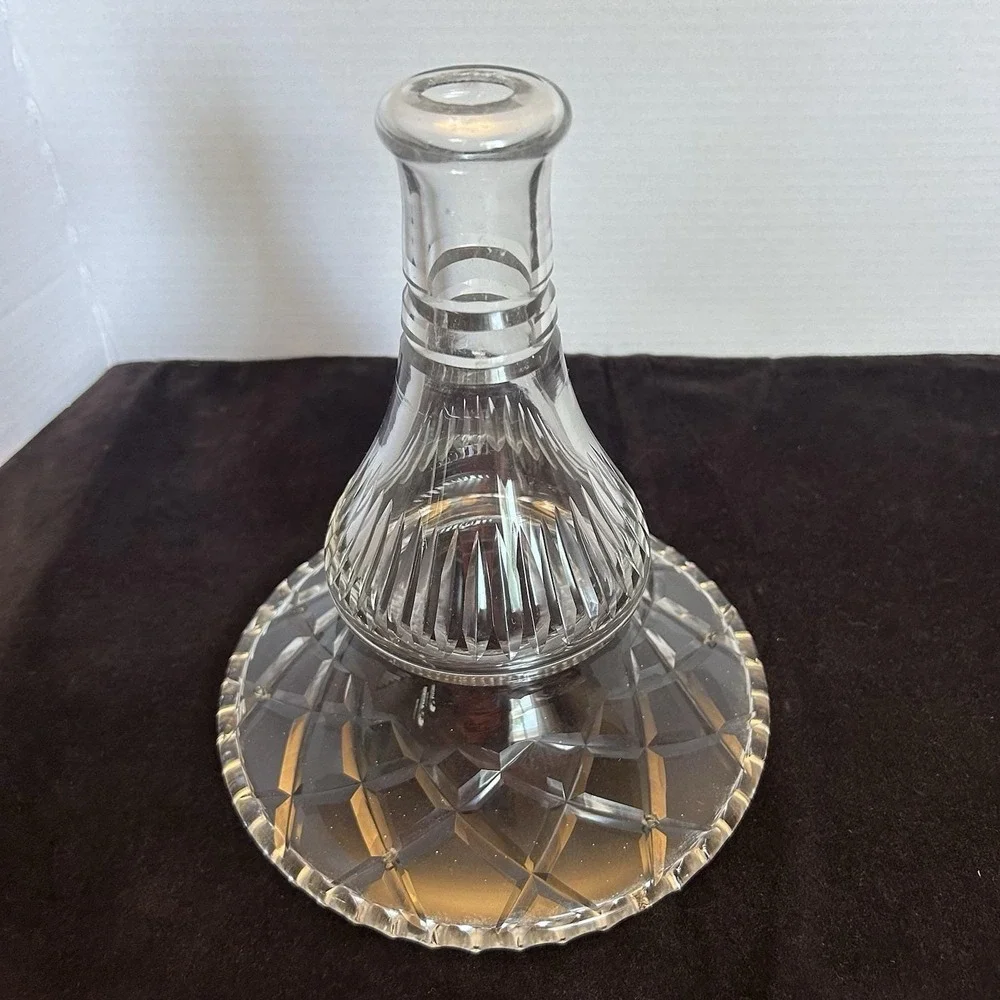 Vintage Cut Crystal Chandelier Center Pan Bobeche Prism Holder Replacement